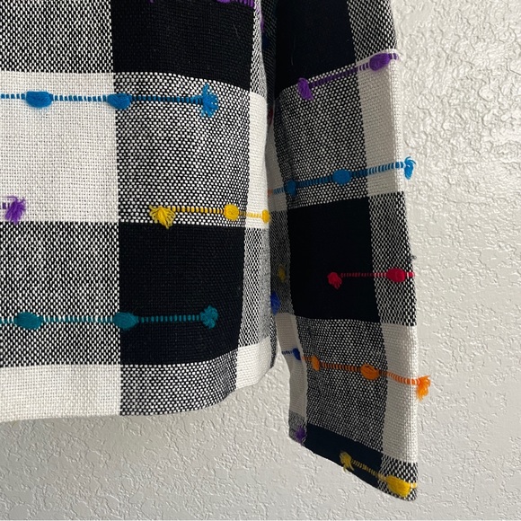 Vintage Ana's Fashion Plaid Checkered Cotton Boxy Open Front Blazer SMALL 90s - Picture 5 of 7